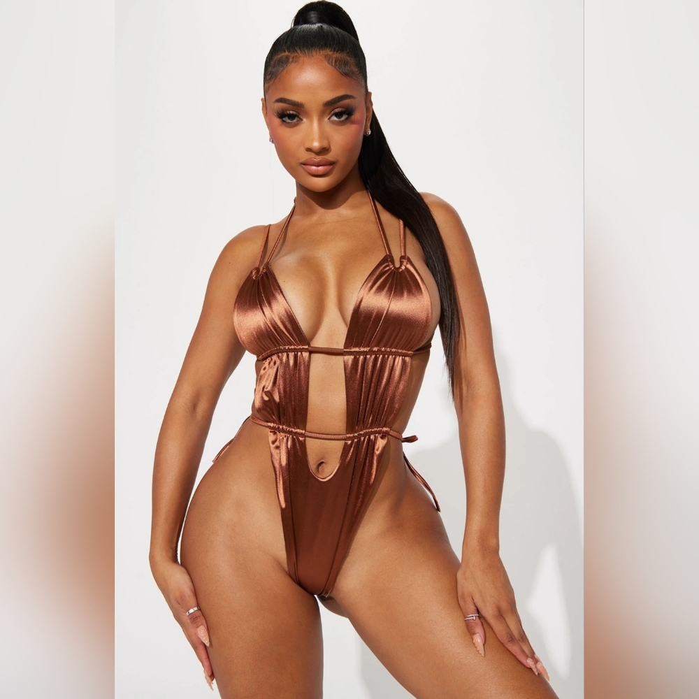 Oh Polly Brown One Piece Bathing Suit